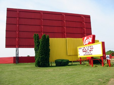Capri Drive-In Theatre - Screen And Marquee - Photo From Water Winter Wonderland (newer photo)